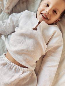 Piżama dziecięca – Biały organiczny len